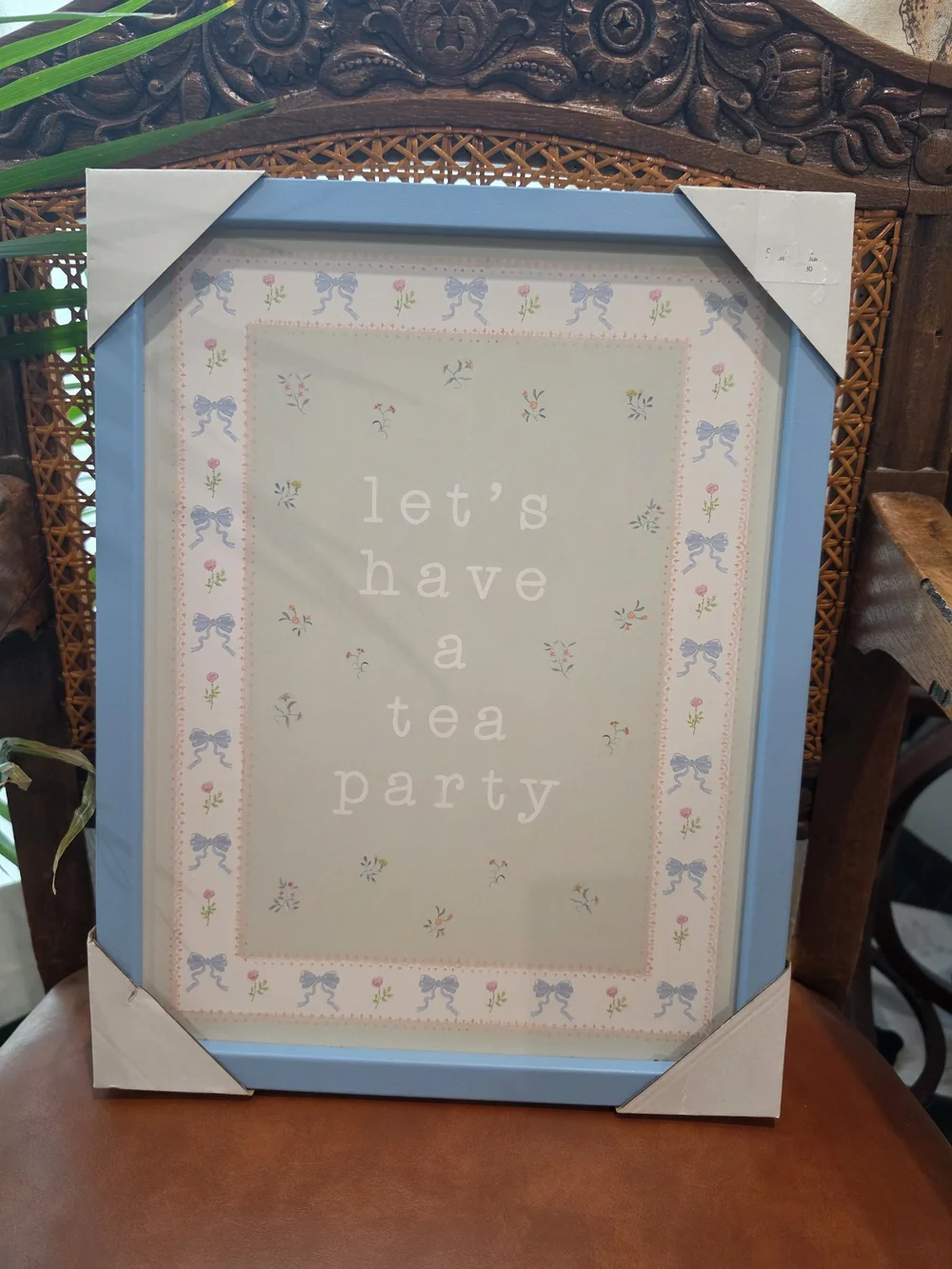 Let's Have a Tea Party Wall Art - Light Blue Frame